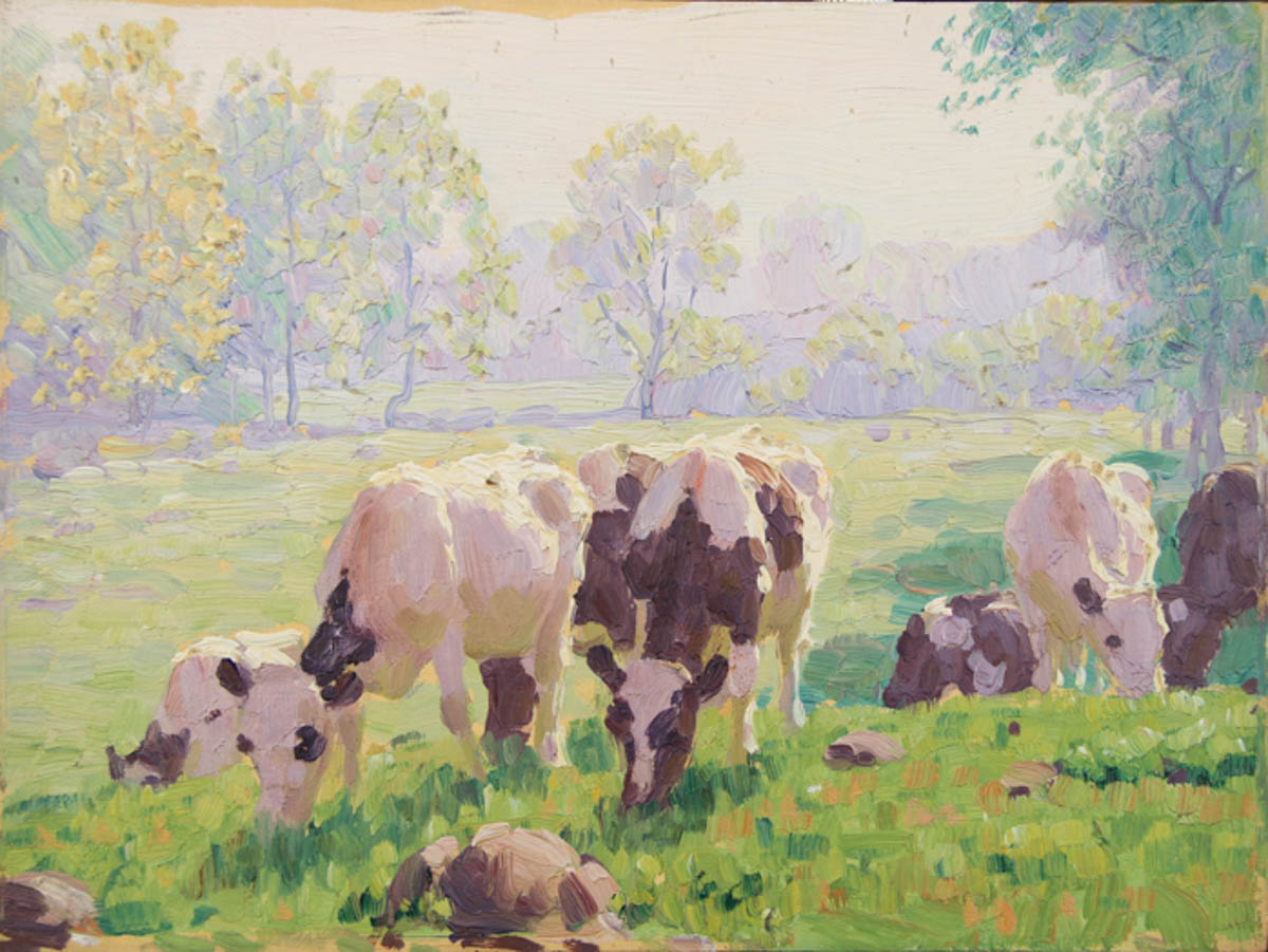 Untitled [Holsteins grazing in pasture]